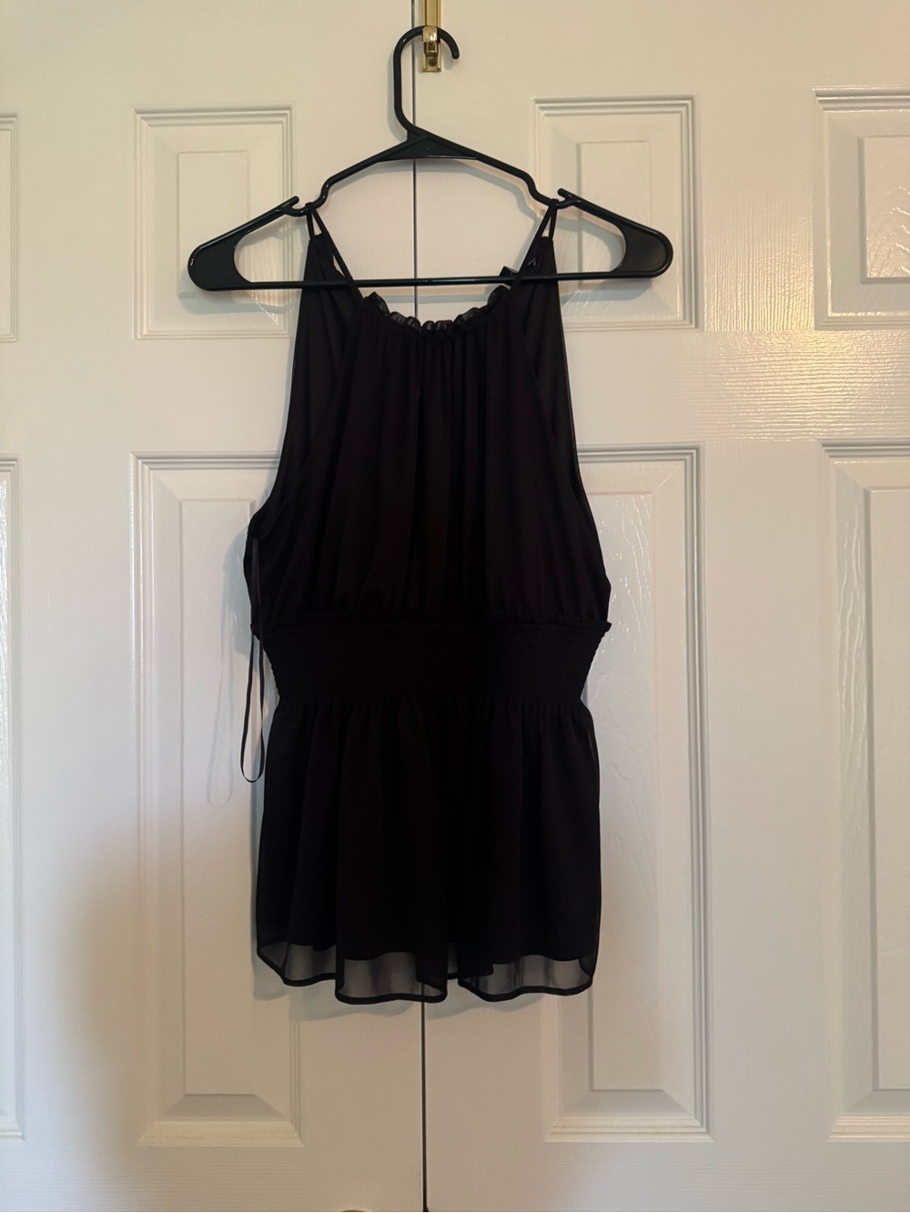 Express Black Smocked-Waist Halter Camisole